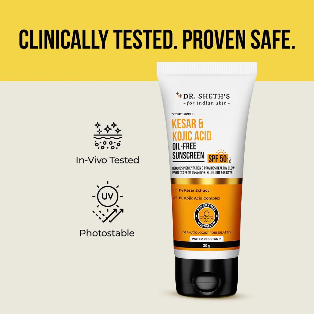 Kesar & Kojic Acid Oil Free Sunscreen - 30g (Pack of 2)