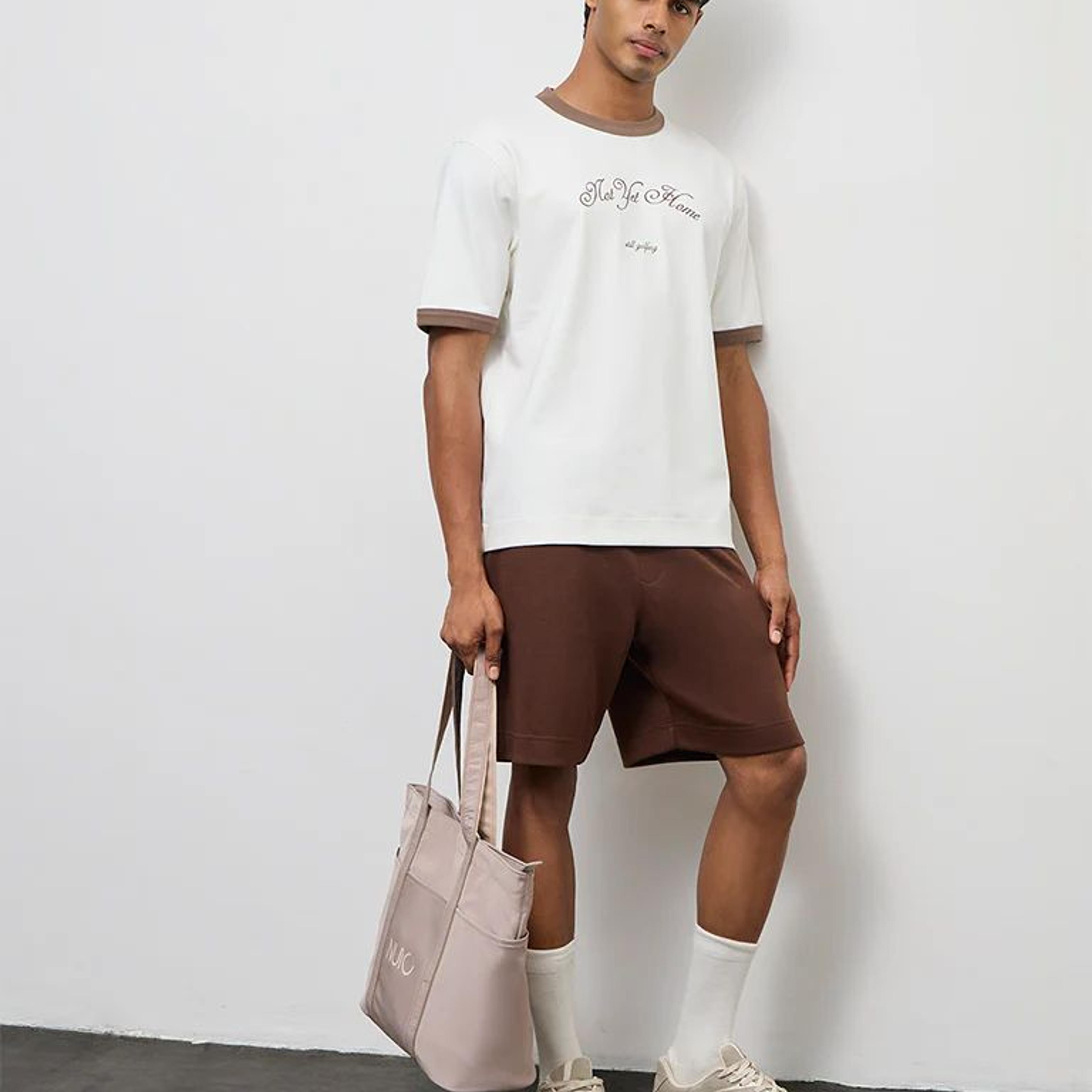 Nuoflexx Off-White Printed Relaxed-Fit Cotton-Blend T-Shirt
