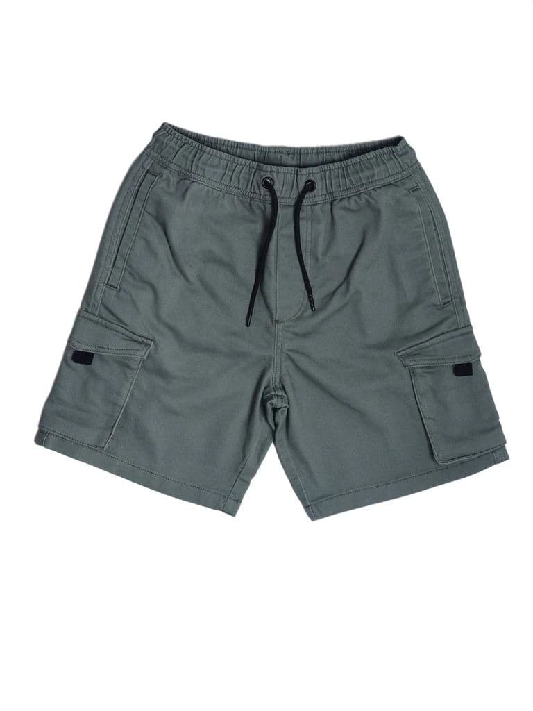 Y&F Kids Boys Olive Green Cargo Pocket Cotton-Blend Shorts — photo 3