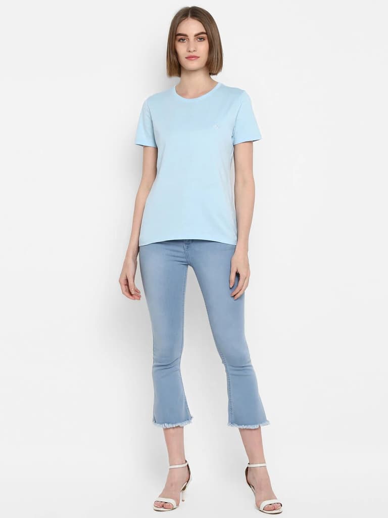 T-Shirt for Women in Pastel Blue | Cotton Round Neck T Shirt — photo 2