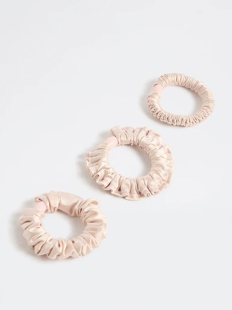 Westside Accessories Champagne Satin Scrunchies - Pack of 3 — photo 2