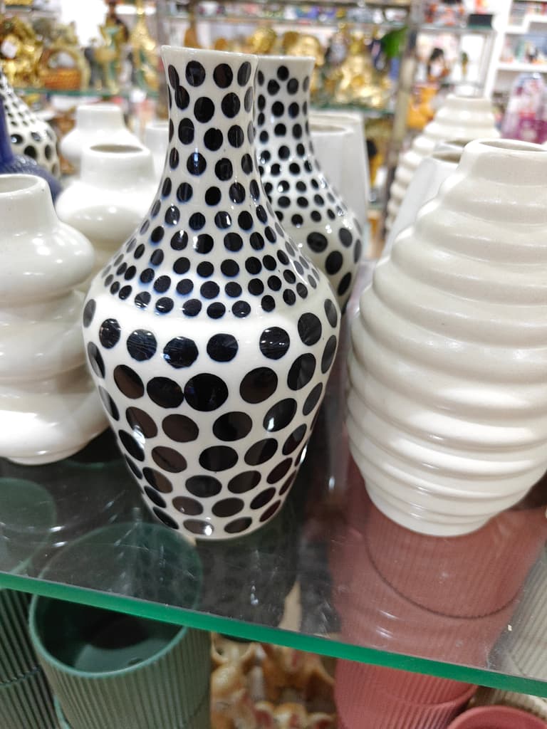 Black and White Polka Dot Vase | Ceramic | Home Decor