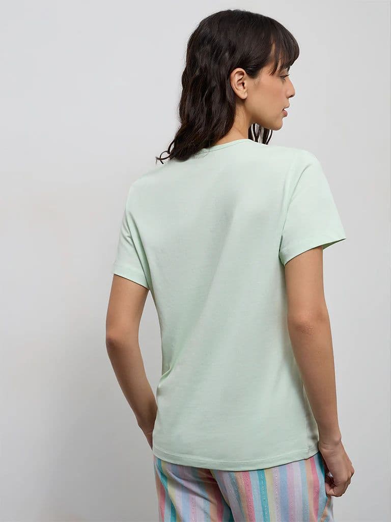 Wunderlove Mint Text Design Cotton T-Shirt — photo 4