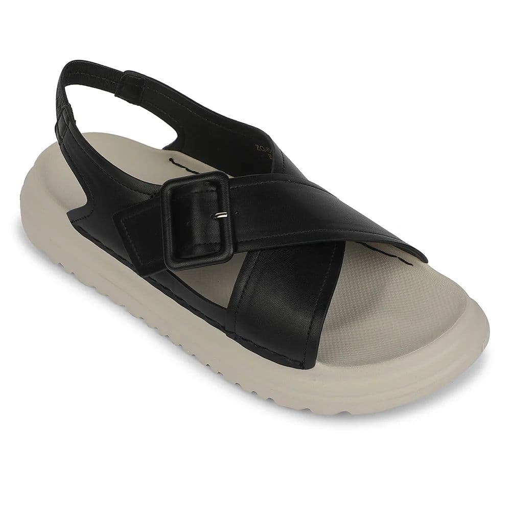 Healers Black Casual Flat Sandal for Women ZQ-DMSN-06 by Liberty — 3/36 / Black