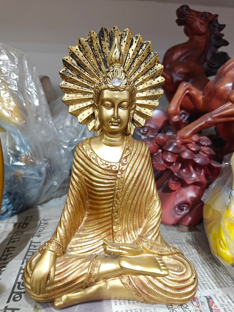 Gold Buddha Statue | Religious Decoration | Gilded | Gold