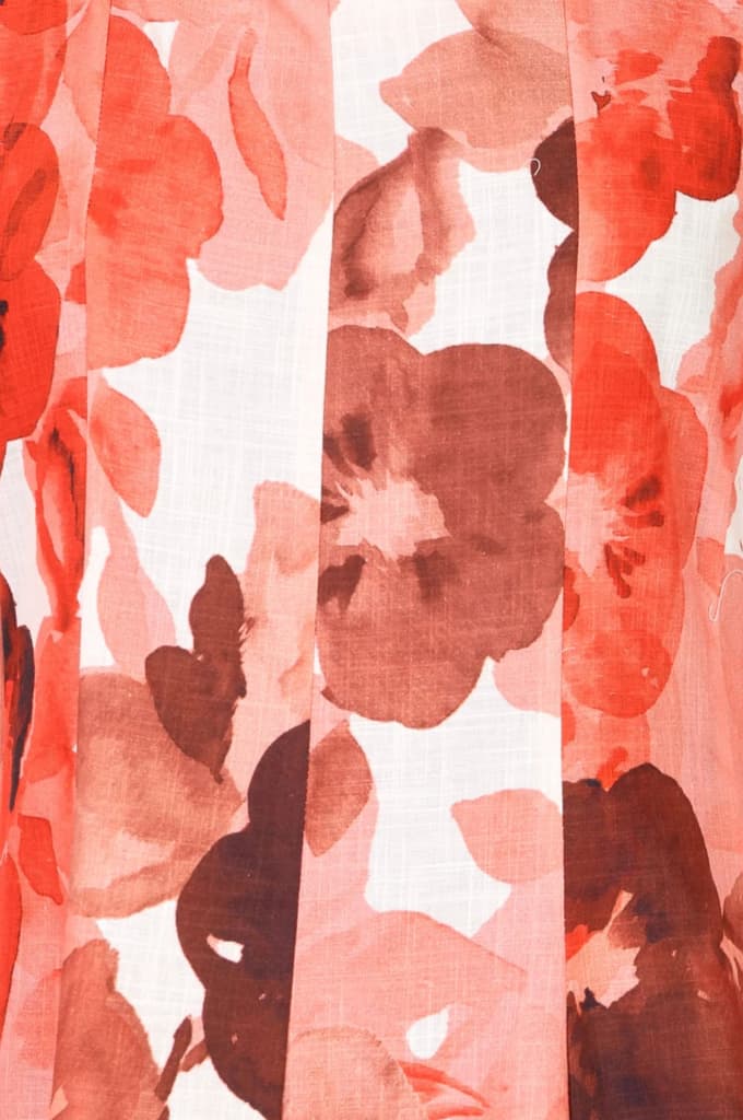 Peach Floral Printed Cotton Flax A-line Kurta — photo 3