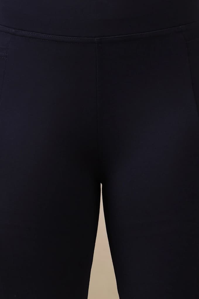 Navy Blue Flared Ankle Length Yoga Tights — photo 7