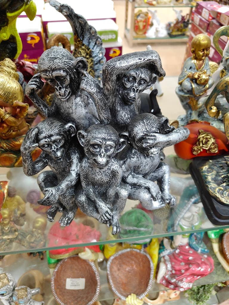 Silver Monkey Statue | Decorative | Metal | Silver