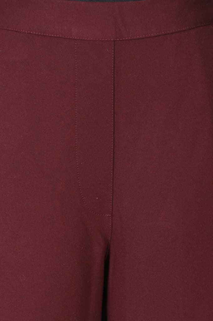 Maroon Solid Rayon Straight Fit Pants — photo 3