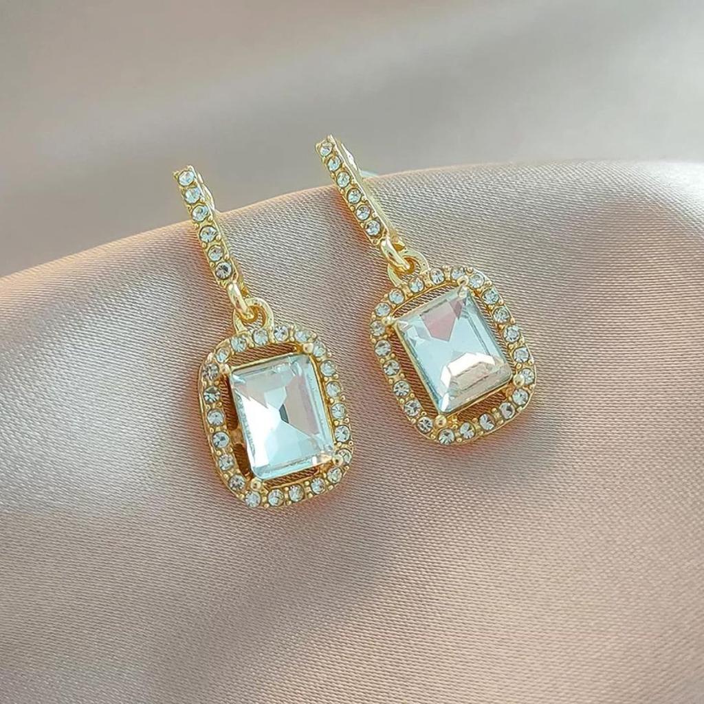 Luxe Prism Drops Earrings | Embellished Stud Earrings — White
