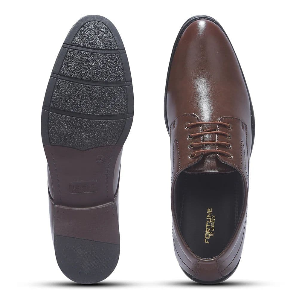 Fortune HML-86E Brown Formal Lacing Derby Shoes for Men by Liberty — photo 5