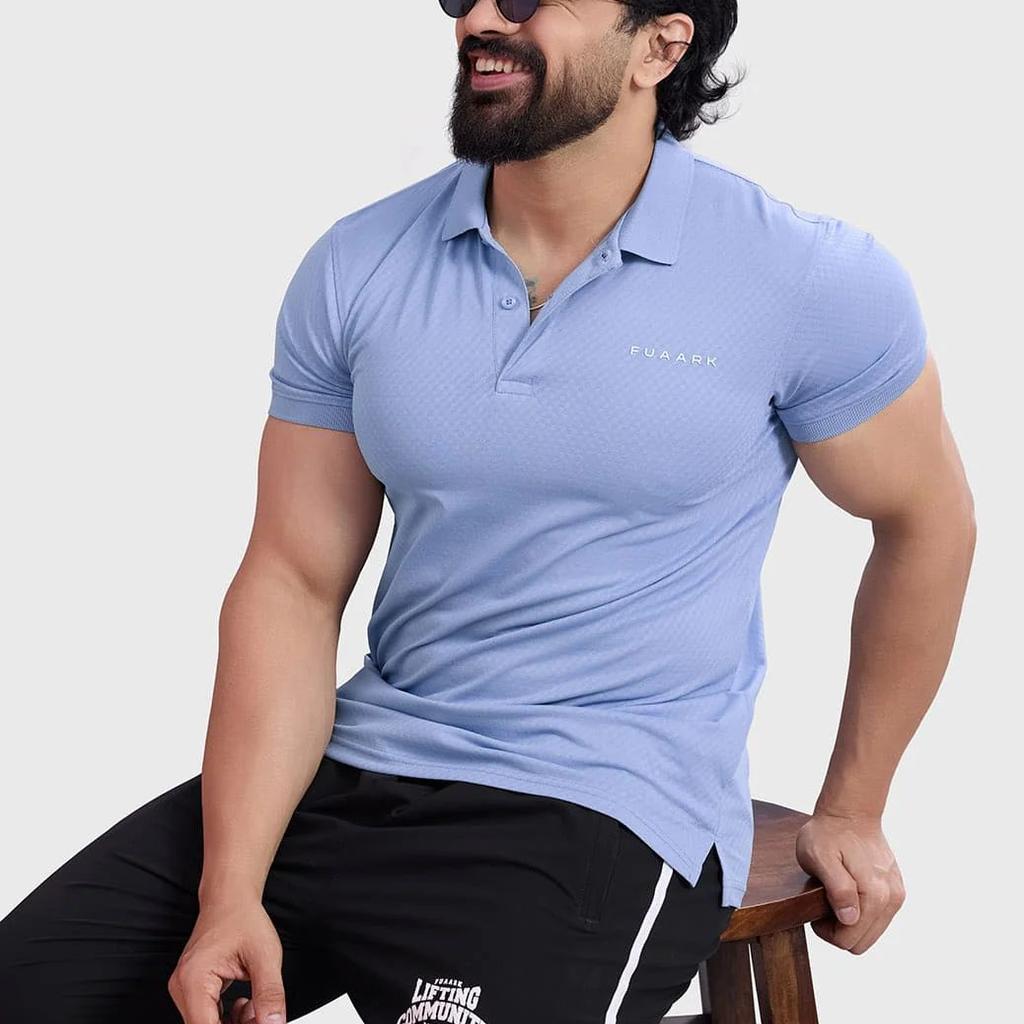 Wave Polo T-shirt Light Blue