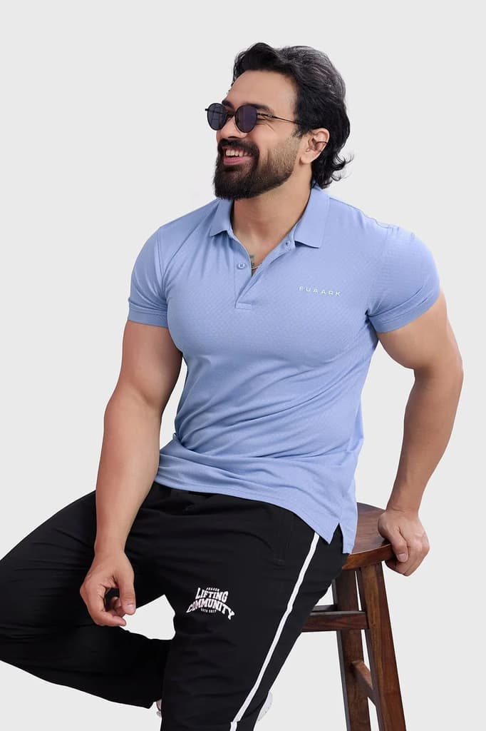 Wave Polo T-shirt Light Blue — S
