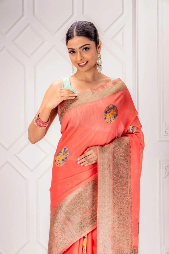 Mimosa Women's Woven Design Banarasi Style Art Silk Saree With Blouse Piece : SA00001758GJFREE — photo 2