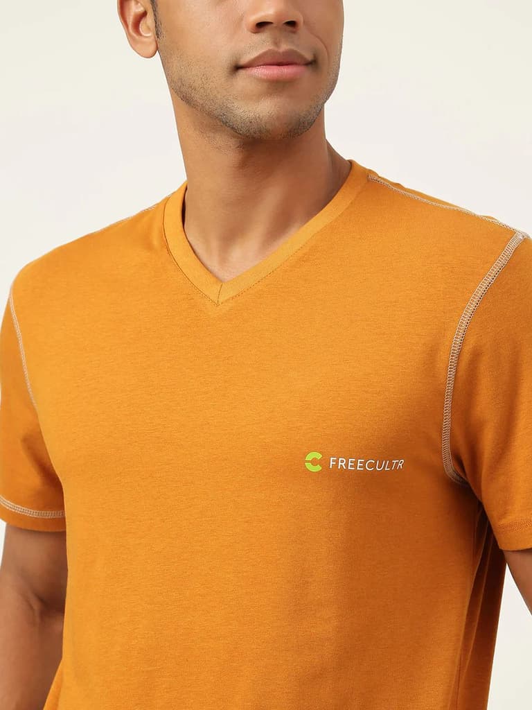 Mustard Yellow Men's Organic Bamboo Casual Tees - V Neck (Pack Of 1) — photo 5