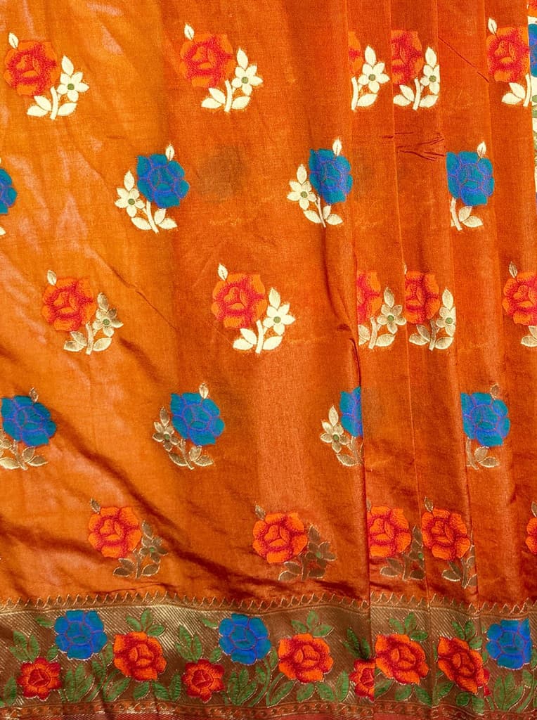 MIMOSA Women's Woven Design Paithani Style Raw Silk Saree with Blouse Piece - Mustard ( SA00003129MSFREE ) — photo 6