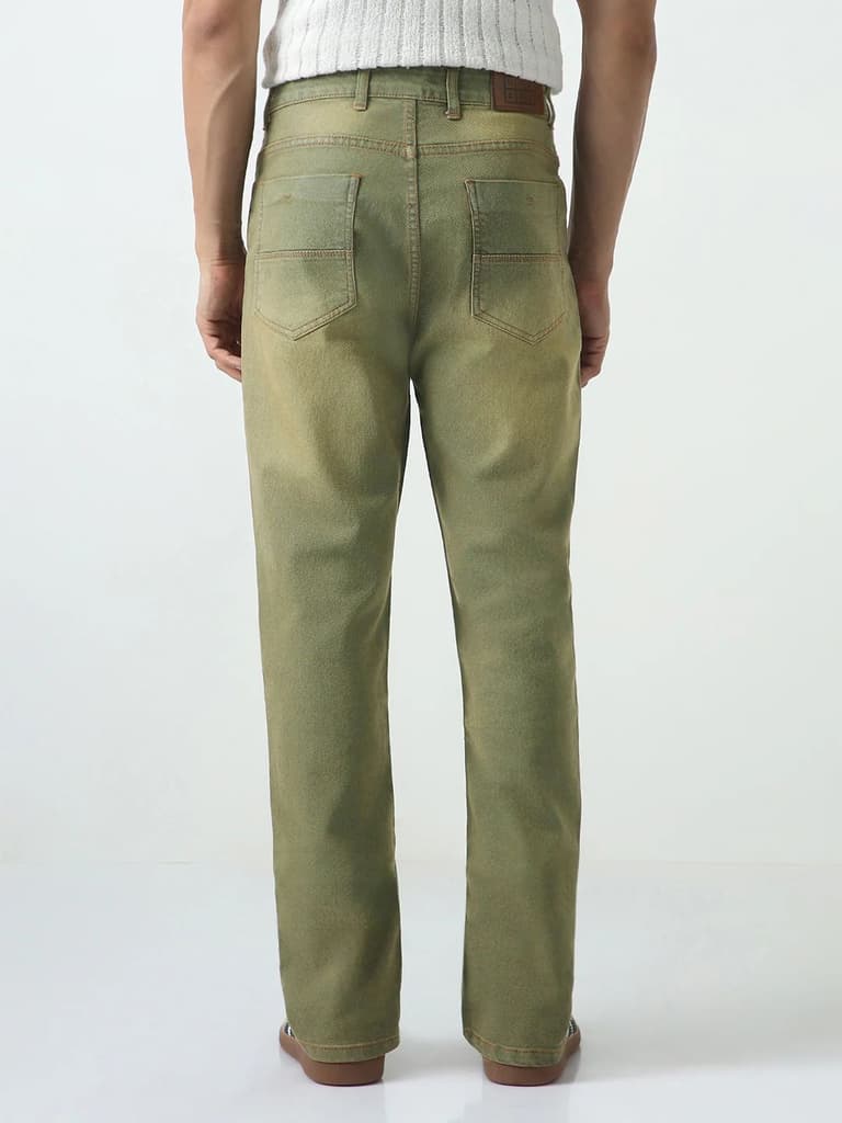Men's Grey Straight Fit Heavy Washed Jeans Stretchable — photo 3