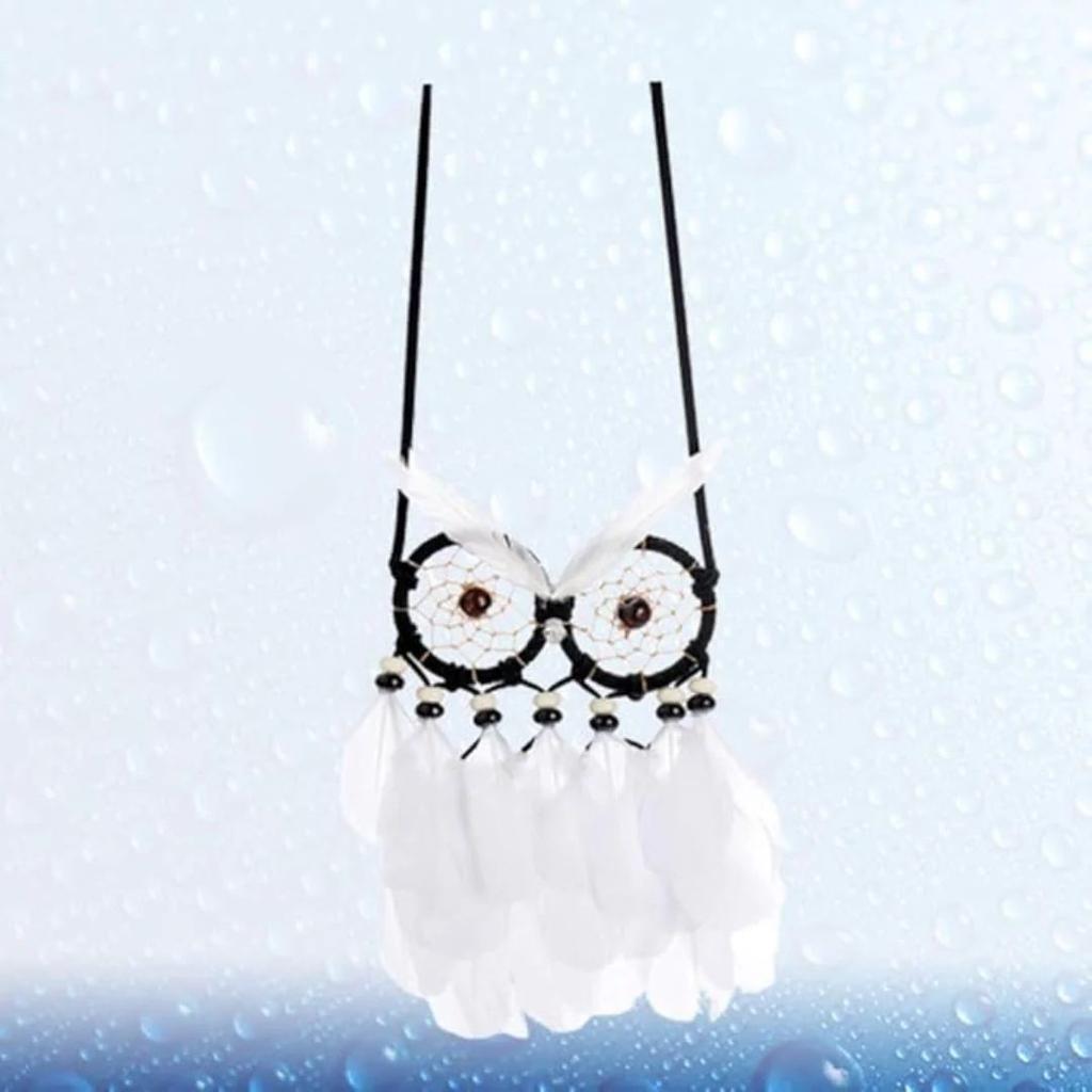 Monochrome Owl Dreamcatcher – Handmade Boho Wall Hanging with Feathers — photo 4