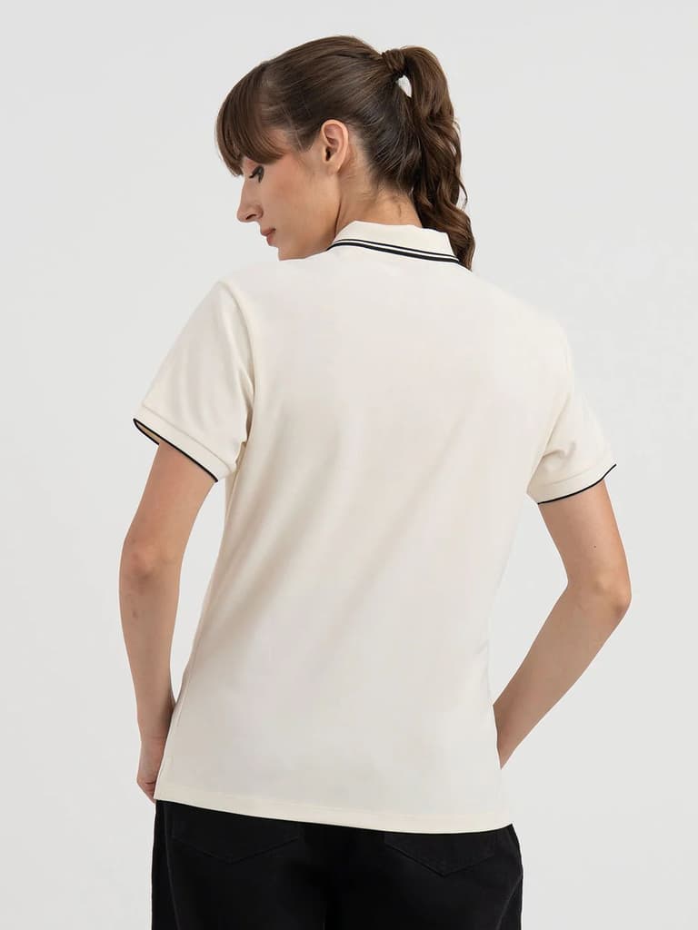 Polo T-Shirts for Women in Off White | Athleisure Polo T Shirt — photo 3