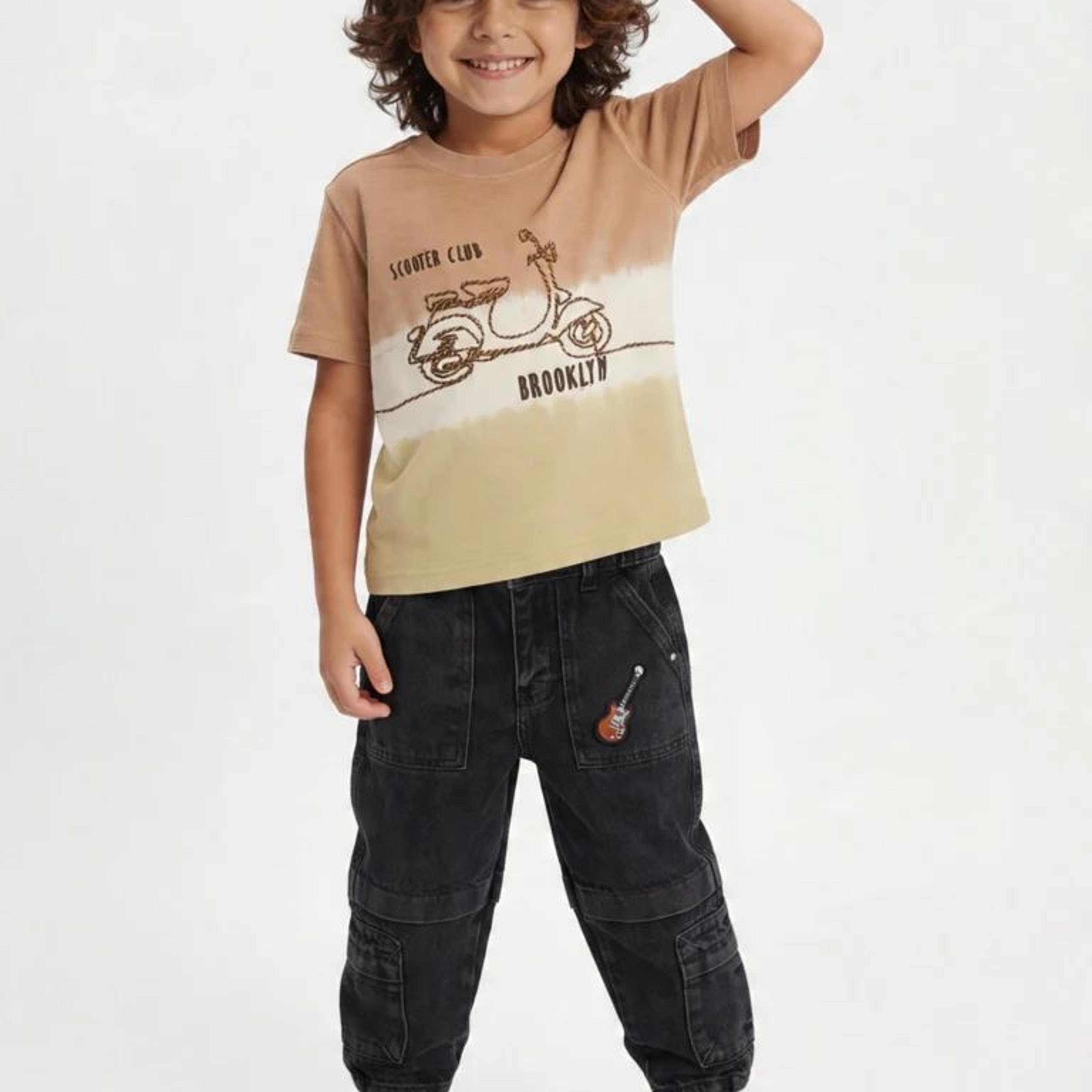 HOP Kids Boys Charcoal Mid-Rise Relaxed-Fit Jeans