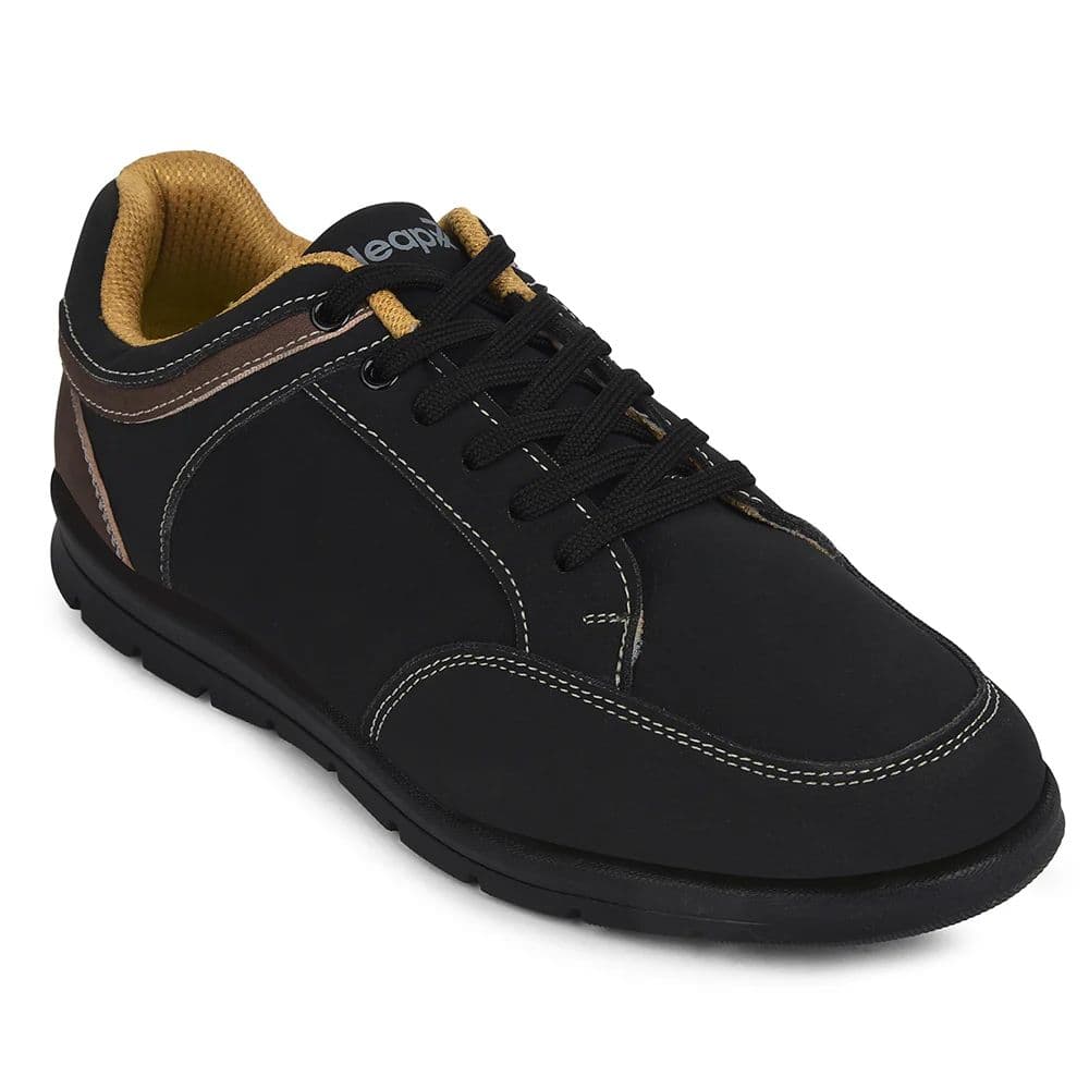Leap7x Black Casual Lacing Sneakers For Men FRINKS-1E By Liberty — 6/40 / Black