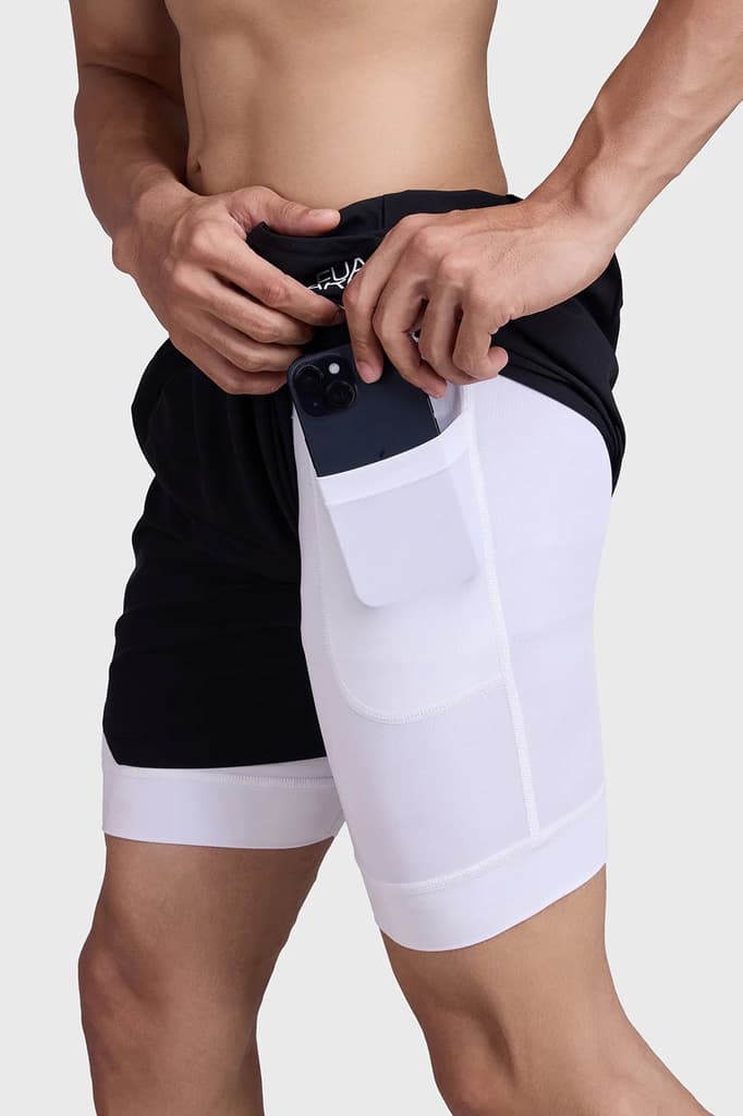 2 in 1 Mesh Shorts Black With White — photo 4