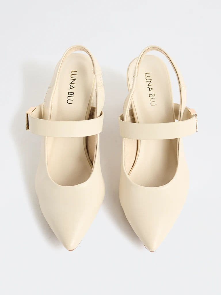LUNA BLU Ivory Slingback Block-Heel Shoes — photo 2