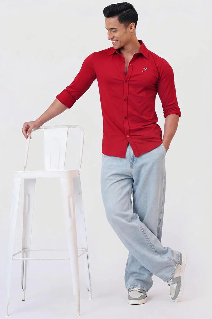 Aero Fullsleeves Shirt Deep Red — photo 2
