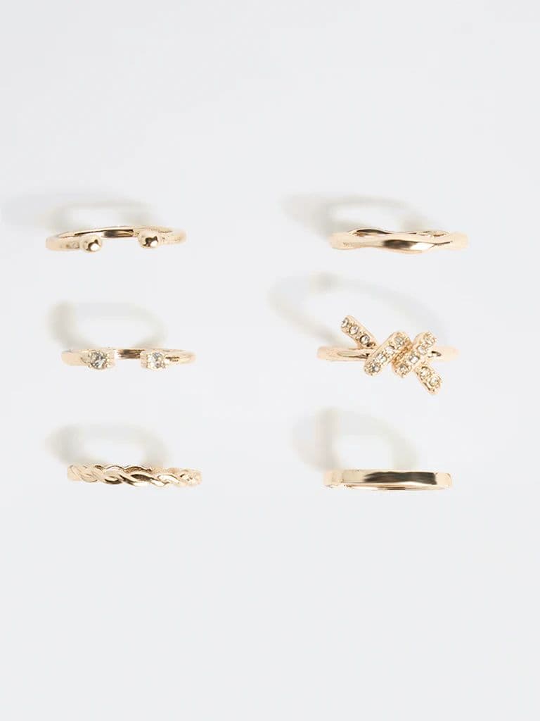 Westside Accessories Gold Knot Stack Rings - Pack of 6