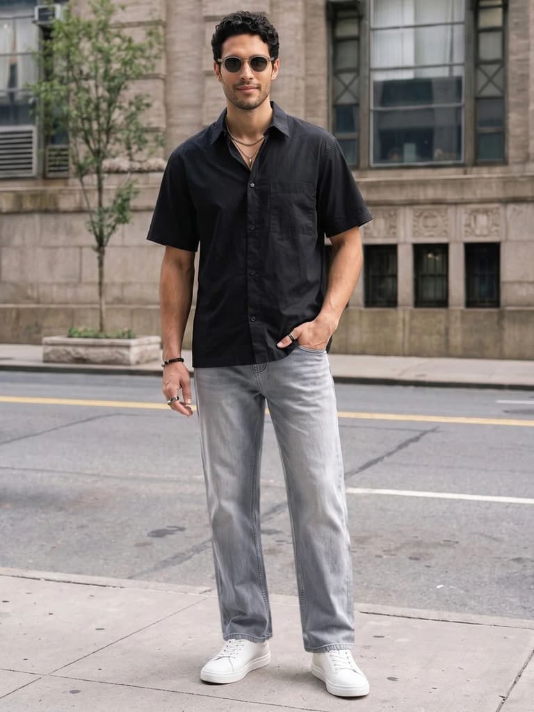 Men's Ice Grey Relaxed Fit Washed Denim Jeans Non-Stretchable — photo 4
