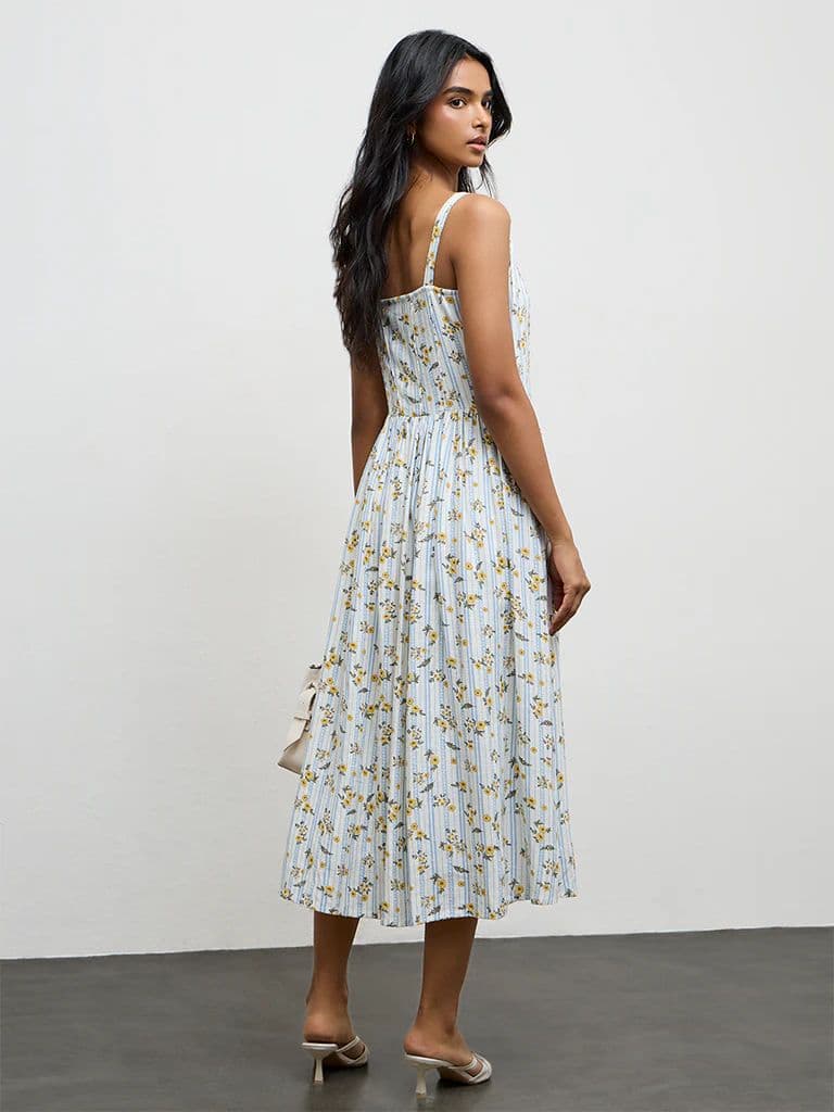 LOV Multicolor Floral Printed Cotton A-Line Dress — photo 4