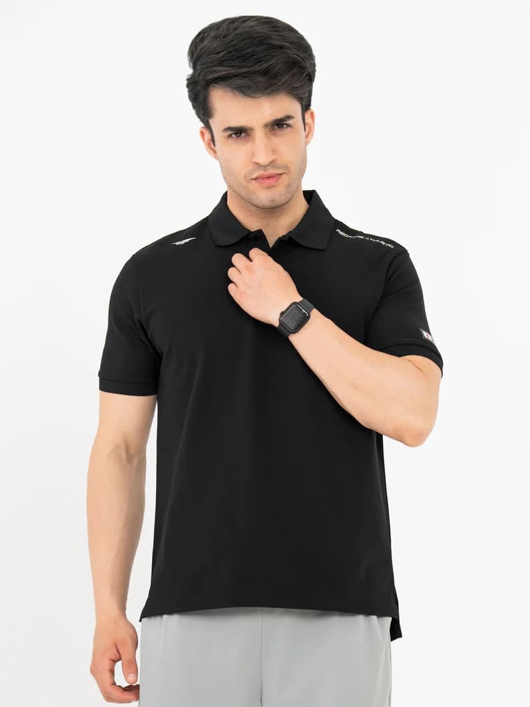 T Shirts for Men in Black | Printed Polo T Shirt — S / Black