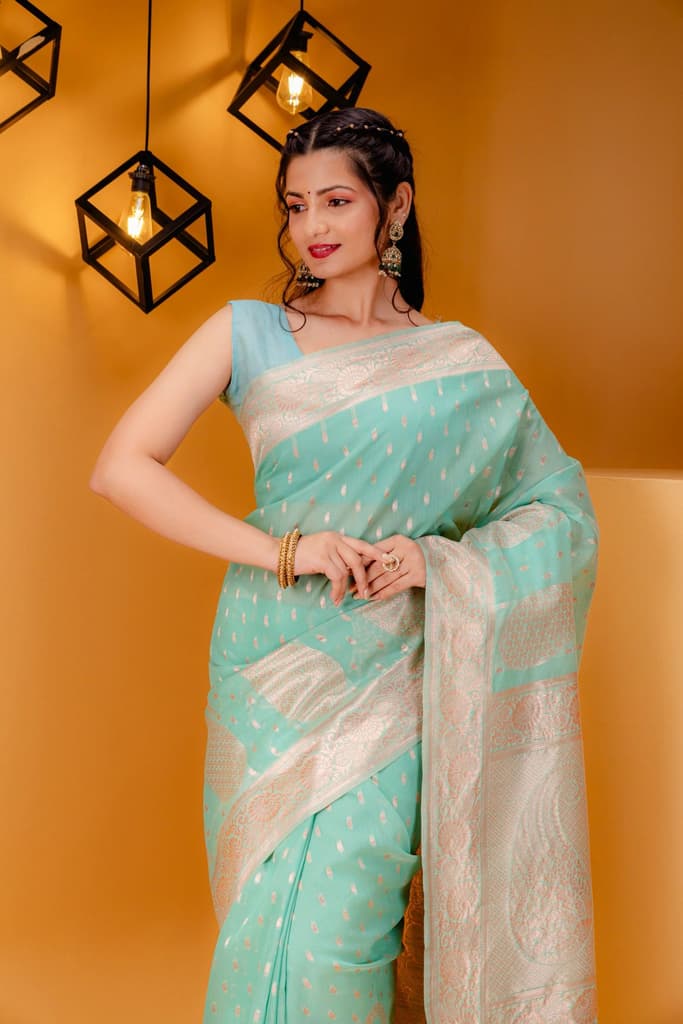 Mimosa Women's Woven Design Banarasi Style Art Silk Saree With Blouse Piece : SA00001779RMFREE — photo 2