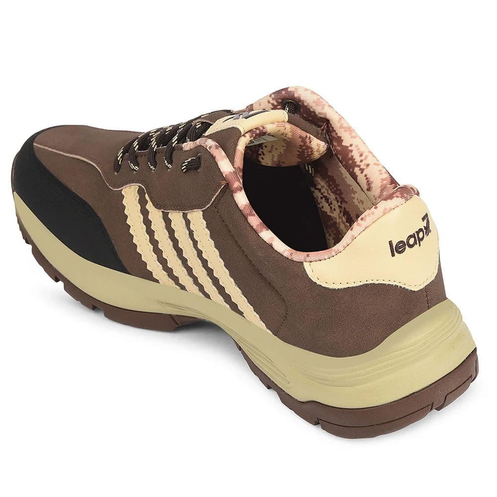 Leap7x Brown Sports Lacing Trekking Shoes For Men COLUMBO By Liberty — photo 4