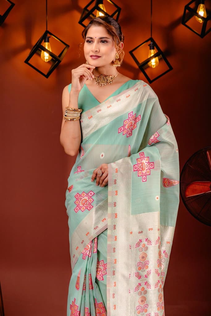 Mimosa Women's Woven Design Banarasi Style Art Silk Saree With Blouse Piece : SA00001792RMFREE — photo 3
