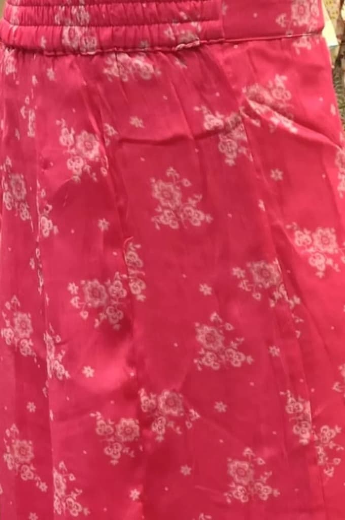 Pink Bandhani Printed Chiffon Gillet, Spaghetti Crop Top and Flared Culottes Set — photo 6