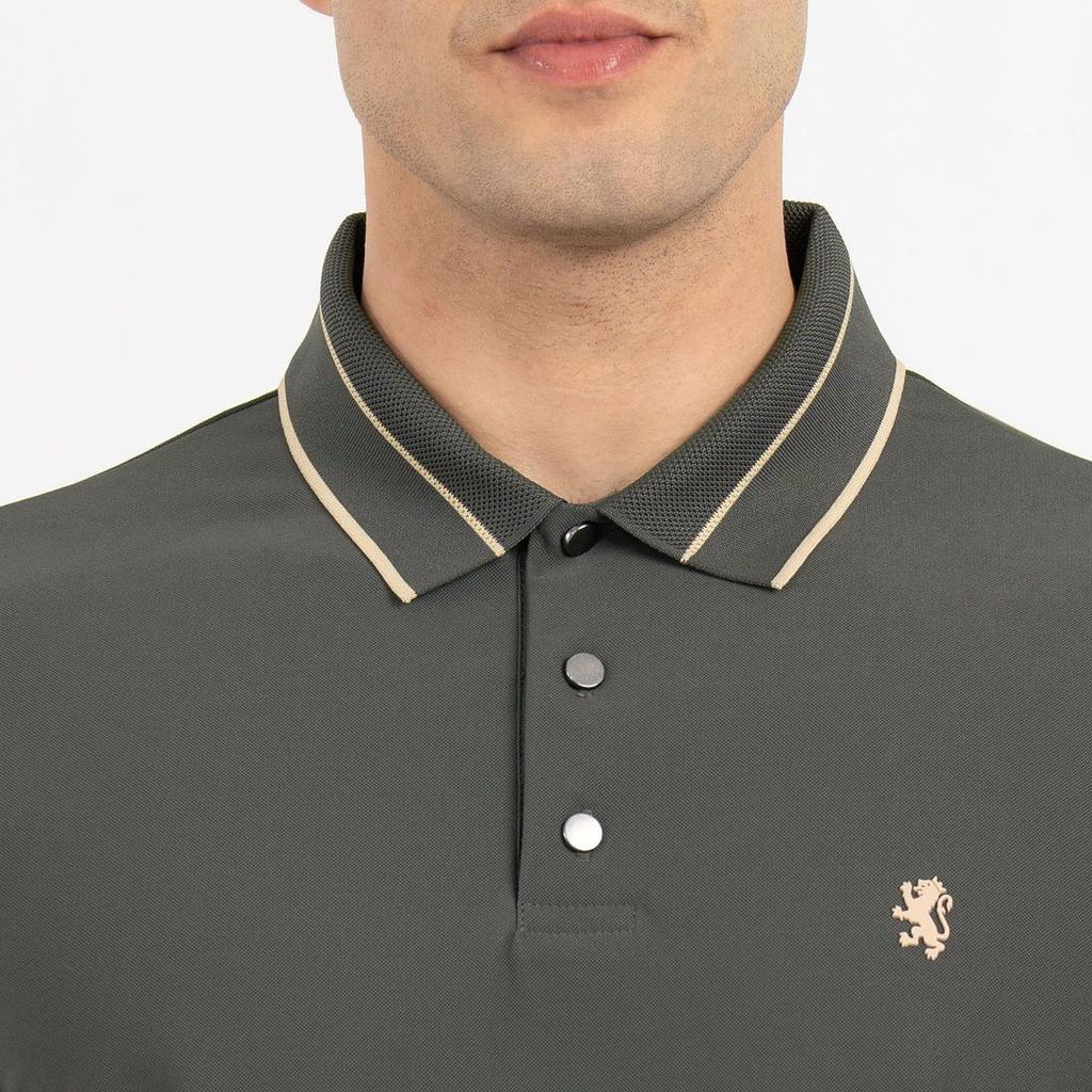 T Shirts for Men in Dark Olive | Nylon Spandex Polo T Shirt — photo 4