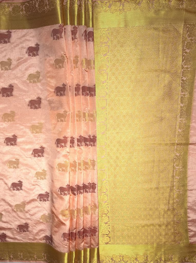 MIMOSA Women's Woven Design Banarasi Style Raw Silk Saree with Blouse Piece - Peach ( SA00003136PCFREE ) — photo 7