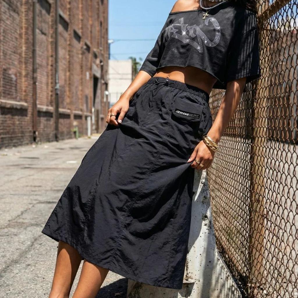 Cargo Parachute Skirt // Black