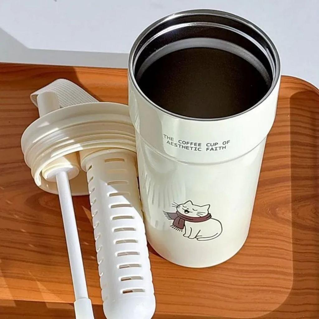 Aesthetic Stainless Steel Travel Mug With Straw — photo 4