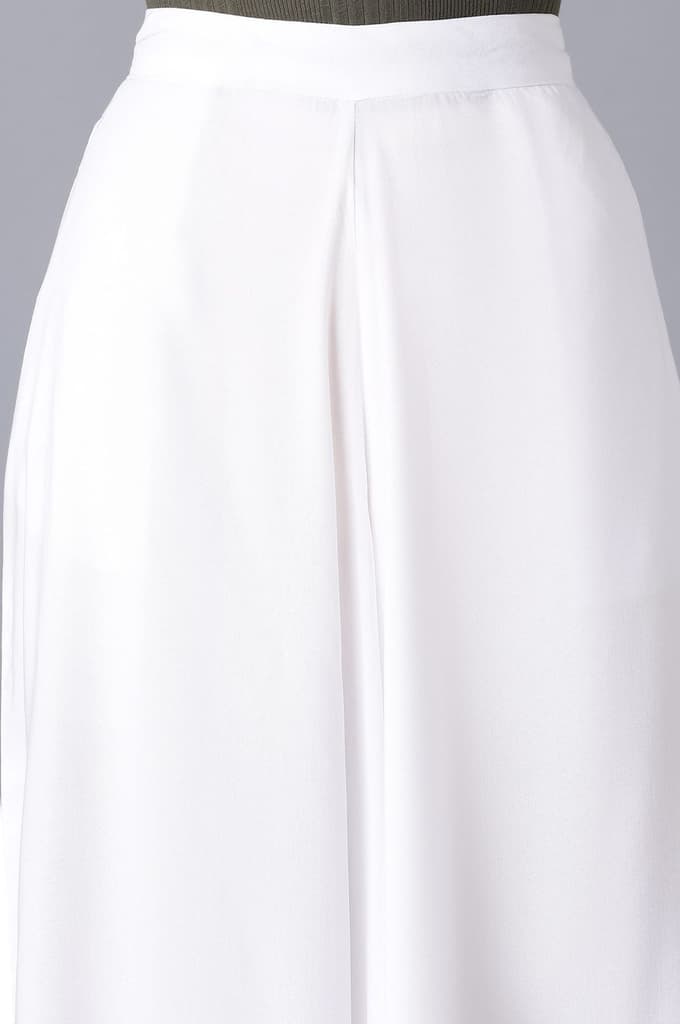 Elleven Women's White Solid Relaxed Fit Ankle Length Mid Rise Cullotes — photo 6