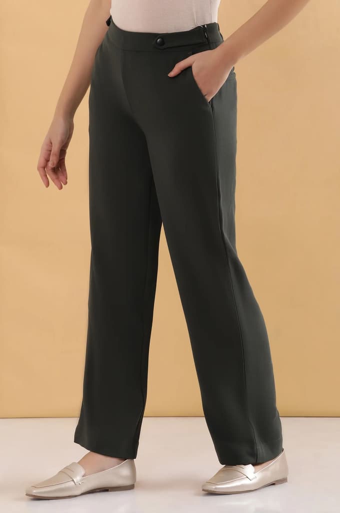 Olive Green Formal Parallel Pants — photo 3