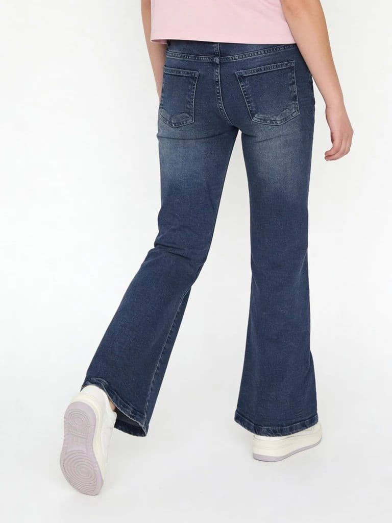 Y&F Kids Girls Blue Stretch Flare-Fit Jeans — photo 2