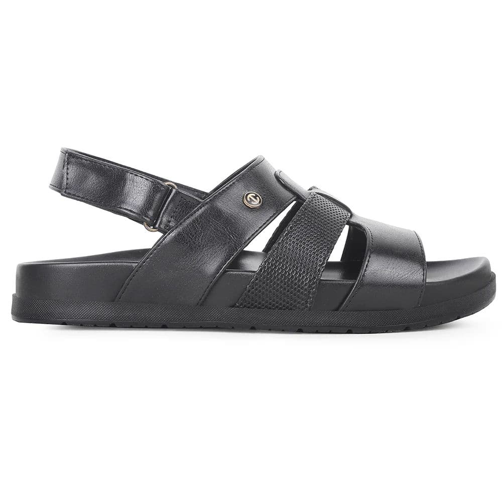 Healers Black Casual Flat Sandal for Men LEEKSER-1E by Liberty — photo 4