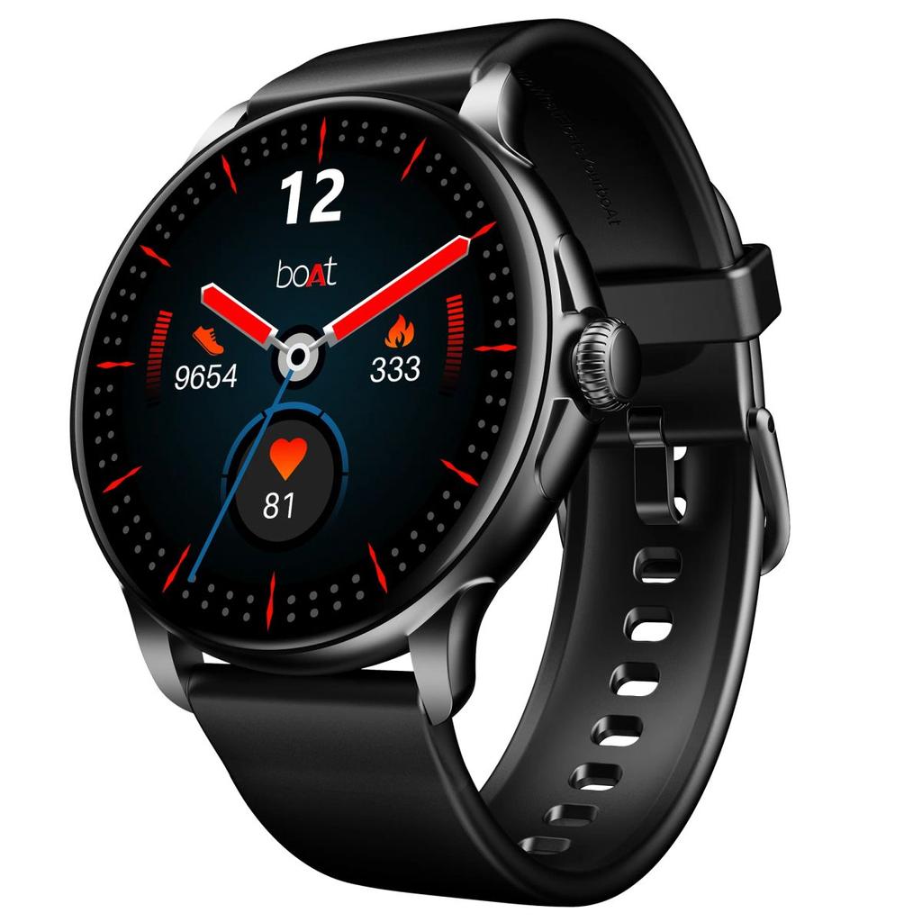 boAt Lunar Oasis | Smartwatch with 1.43" AMOLED Display, Turn-By-Turn Navigation, Dynamic User Interface, QR Tray — Active Black