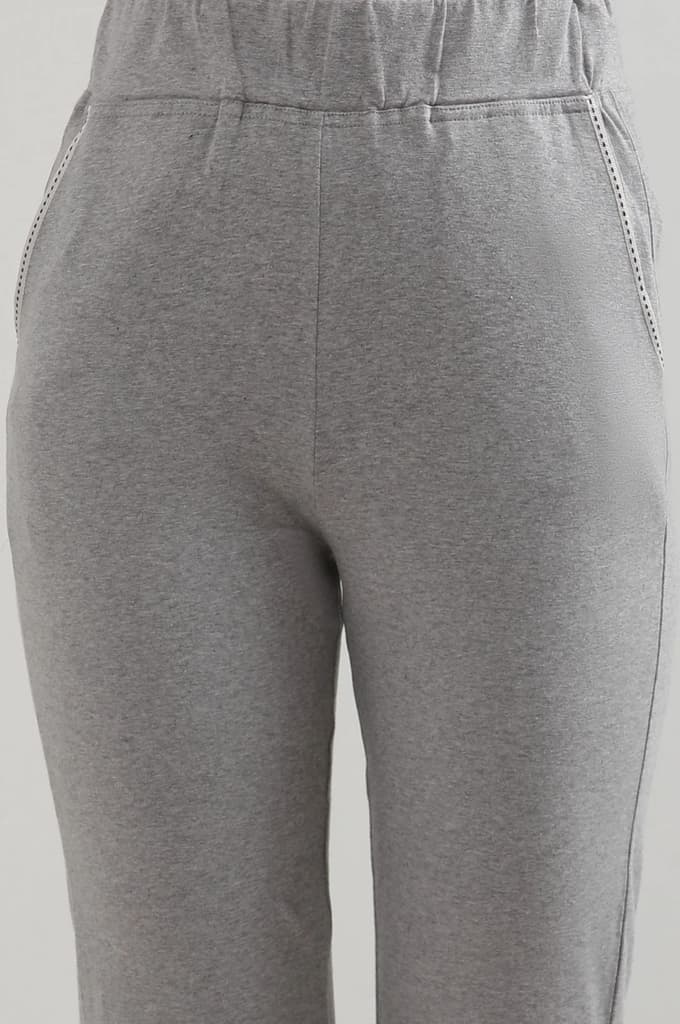Grey Solid Straight Fit Cotton Culottes With Slip On Closure — photo 6