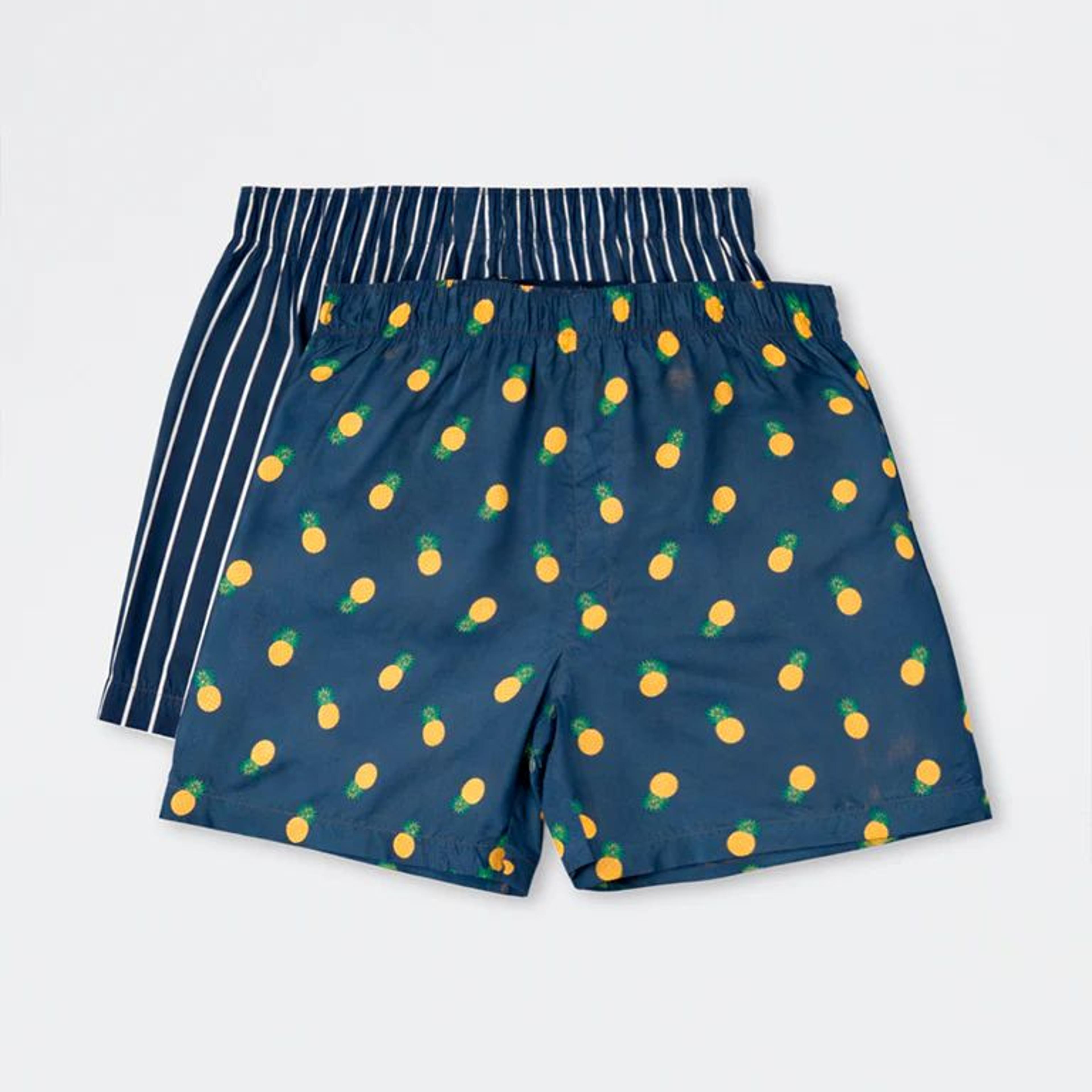 WES Lounge Navy Relaxed-Fit Cotton Boxers - Pack of 2