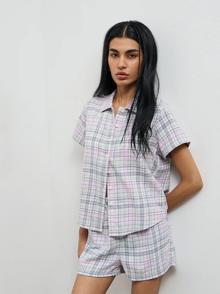 Superstar Grey Checkered Cotton Shirt — photo 2
