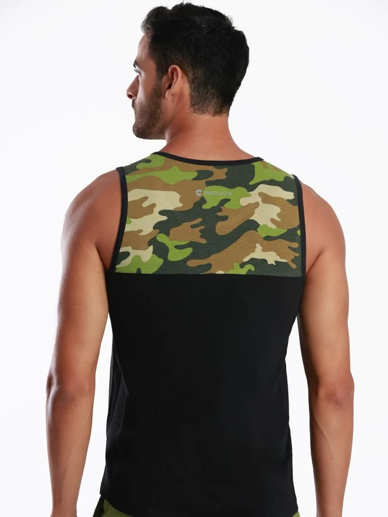 Yoke Camo Black Active Fit Camo Printed Organic Bamboo Vest (Pack Of 1) — photo 5
