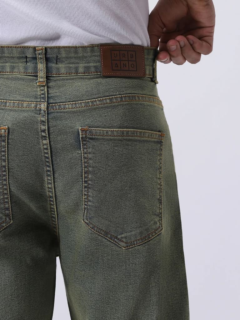 Men's Ice Blue Straight Fit Heavy Washed Jeans Stretchable — photo 7